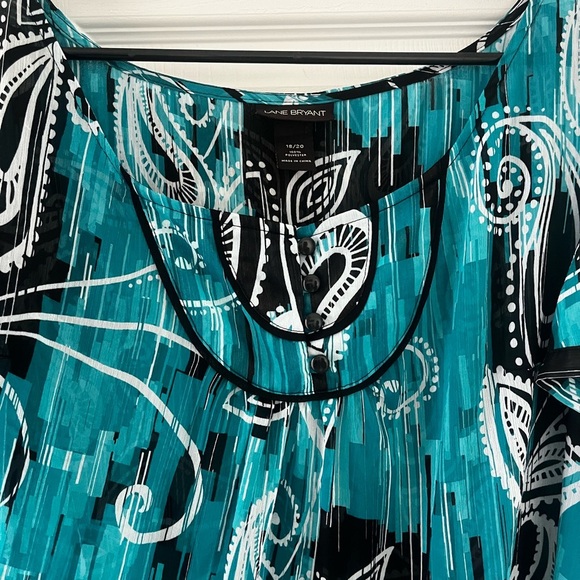 LANE Bryant 18/20W Semi Sheer Scoop Neck Blouse Teal,Black and White - Picture 6 of 8